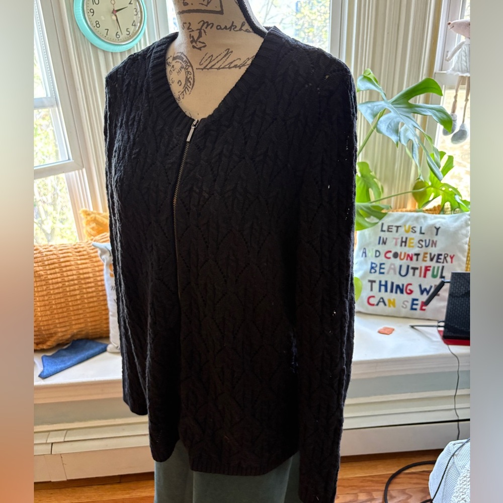 Talbots Lightweight Black cardigan 1X - Picture 4 of 8